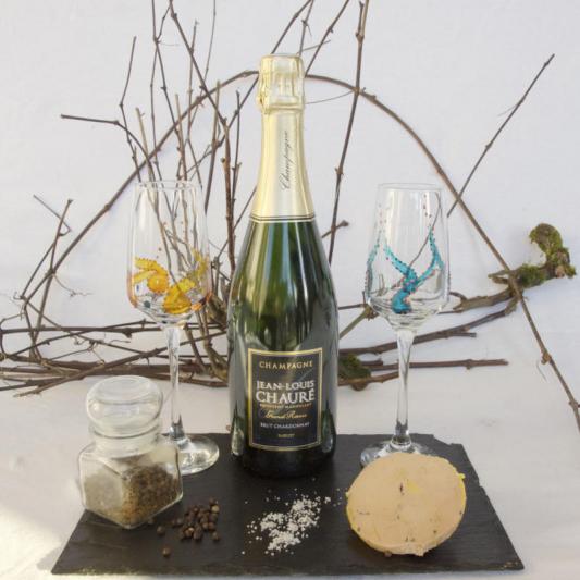 coupes de champagne brut Jean-Louis Chauré accord mets vins foie gras